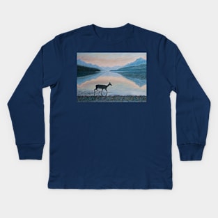 A deer in Montana Glacier Park, USA Kids Long Sleeve T-Shirt